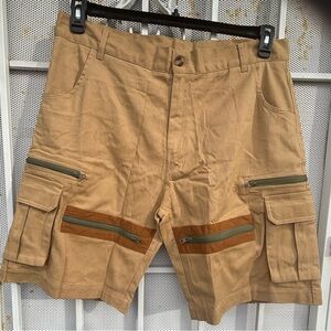 Ouku men's XL cargo Shorts W38"XL10" khaki pockets flap close